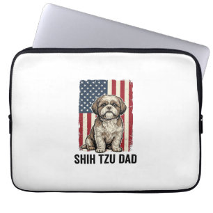 Shih Tzu Dad Patriotic Vintage Dog Shirt Design_1 Laptop Sleeve