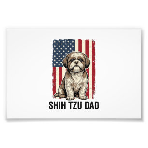 Shih Tzu Dad Patriotic Vintage Dog Shirt Design_1 Photo Print