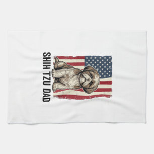 Shih Tzu Dad Patriotic Vintage Dog Shirt Design_1 Tea Towel