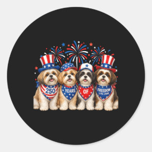 Shih Tzu Dog 250 Years Aamerican 1776 2026 4th Classic Round Sticker