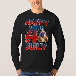 Shih Tzu Dog American Flag Glasses Happy 4th Of Ju T-Shirt