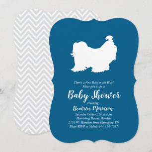 Shih Tzu Dog Baby Shower Blue Boy Invitation