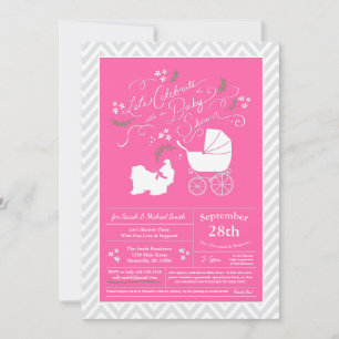 Shih Tzu Dog Baby Shower Pink Girl Invitation