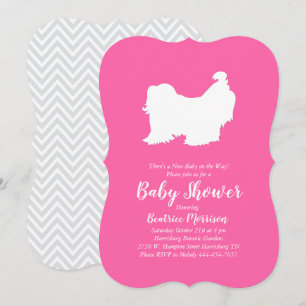 Shih Tzu Dog Baby Shower Pink Girl Invitation