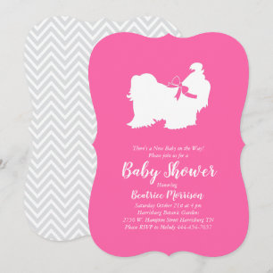 Shih Tzu Dog Baby Shower Pink Girl Invitation