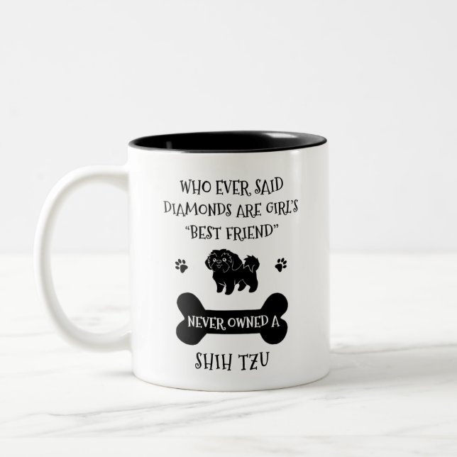 Shih Tzu Dog Best Friend Two-Tone Coffee Mug (Left)