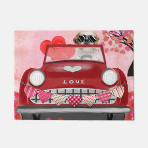 Shih Tzu Dog Car with Hearts Valentine's   Doormat