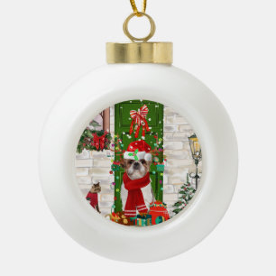 Shih Tzu Dog Christmas  Ceramic Ball Christmas Ornament