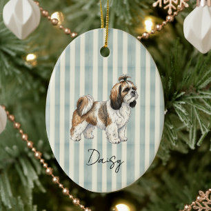 Shih Tzu Dog Christmas Ceramic Ornament