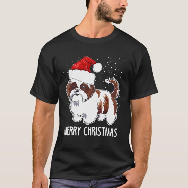 Shih Tzu Dog Christmas Cute T-Shirt (Front)