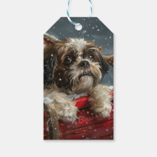 Shih Tzu Dog Christmas Festive Gift Tags