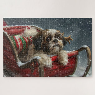 Shih Tzu Dog Christmas Festive Jigsaw Puzzle