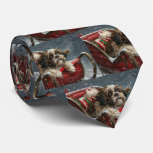 Shih Tzu Dog Christmas Festive Tie