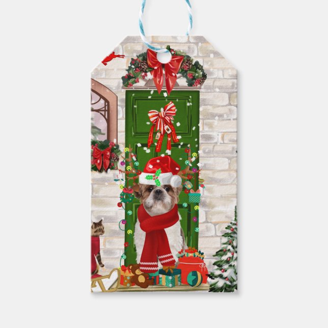 Shih Tzu Dog Christmas  Gift Tags (Front)