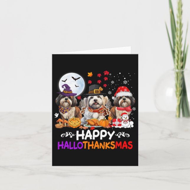 Shih Tzu Dog Christmas Happy Hallothankmas Thanksg Card (Front)