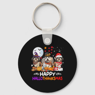 Shih Tzu Dog Christmas Happy Hallothankmas Thanksg Key Ring