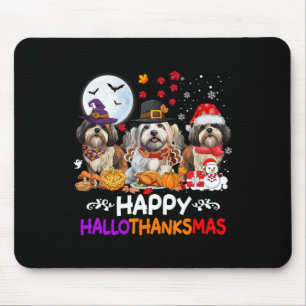Shih Tzu Dog Christmas Happy Hallothankmas Thanksg Mouse Pad