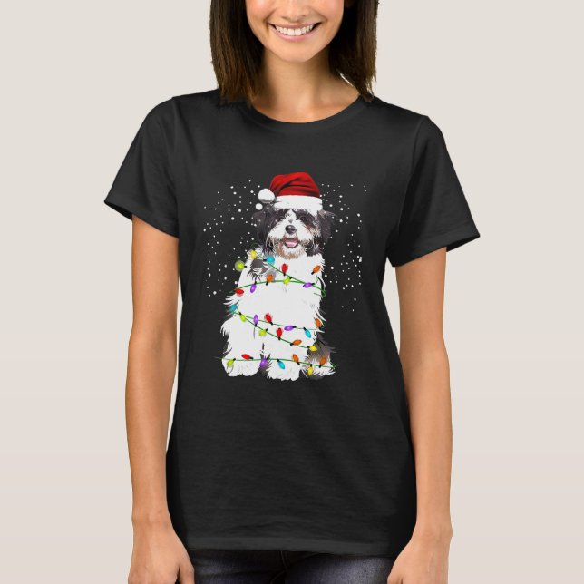 Shih Tzu Dog Christmas Lights T-Shirt (Front)