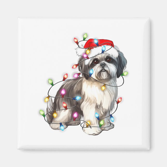 Shih Tzu Dog Christmas Lights Xmas Cute  Magnet (Front)