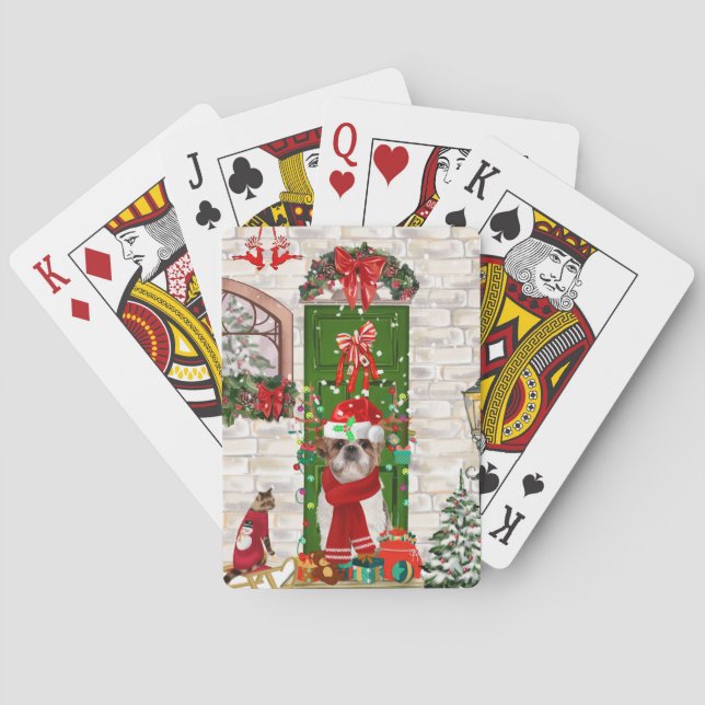 Shih Tzu Dog Christmas  Playing Cards (Back)