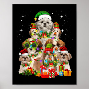 Shih Tzu Dog Christmas Tree  Poster