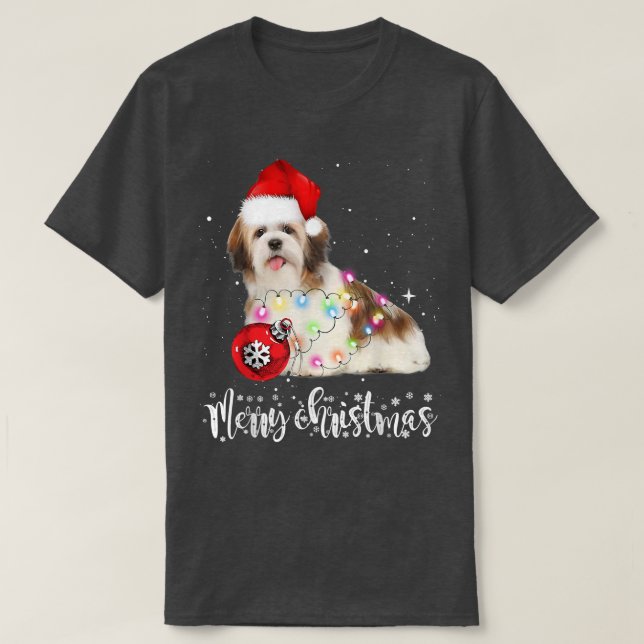 Shih Tzu Dog Cute Christmas Lights  T-Shirt (Design Front)