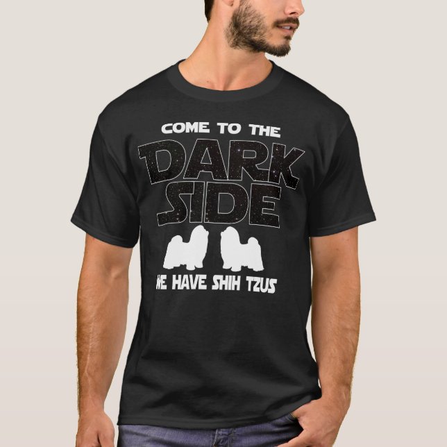 Shih Tzu Dog Dark Side Funny Gift T-Shirt (Front)