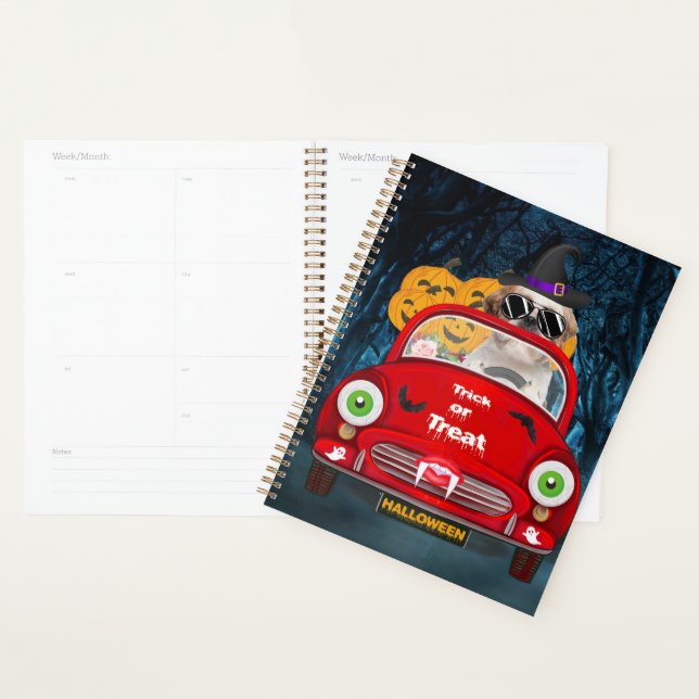 Shih Tzu Dog Driving Car Scary Halloween Planner (Display)