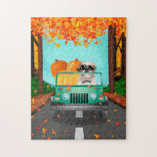 Shih Tzu Dog Fall Pumpkin  Jigsaw Puzzle