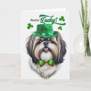 Shih Tzu Dog Feelin' Lucky St Patrick's Day Holiday Card