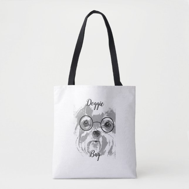 Shih Tzu Dog Glasses Tote Bag (Front)