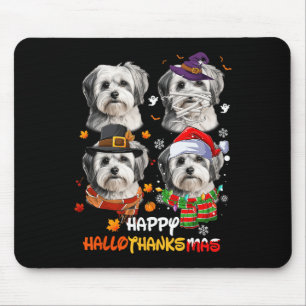 Shih Tzu Dog Hallothanksmas Halloween Thanksgiving Mouse Pad