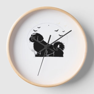 Shih Tzu Dog – Halloween Moon Silhouette Classic T Clock