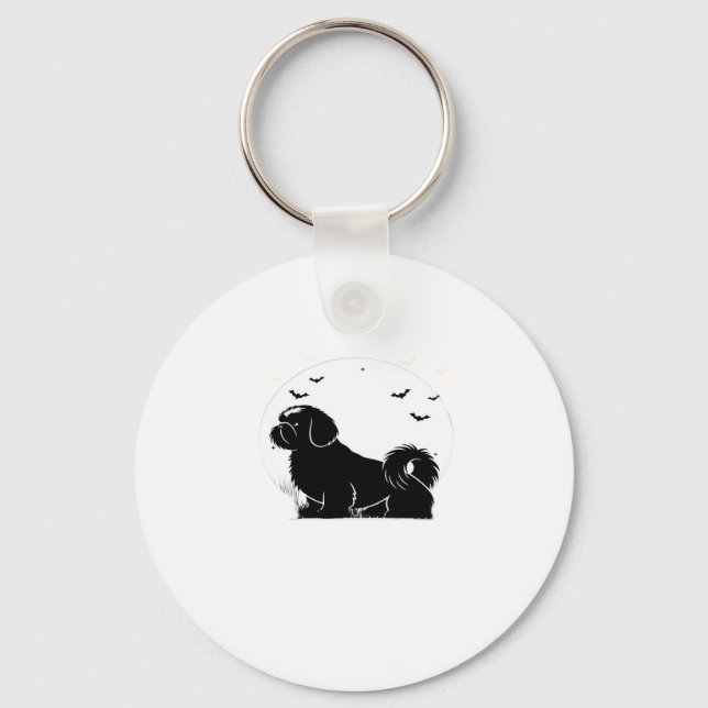 Shih Tzu Dog � Halloween Moon Silhouette Classic T Key Ring (Front)