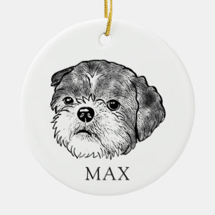 Shih Tzu Dog Hand Drawing Personalised Ceramic Ornament