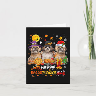 Shih Tzu Dog Happy Halloween Thanksgiving Merry Ch Card