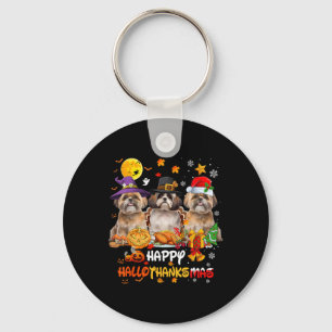 Shih Tzu Dog Happy Halloween Thanksgiving Merry Ch Key Ring