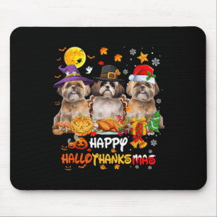Shih Tzu Dog Happy Halloween Thanksgiving Merry Ch Mouse Pad
