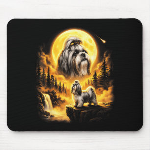 Shih Tzu Dog Howling to The Moon Vintage 90s Retro Mouse Pad