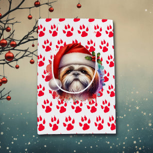 Shih Tzu Dog in Santa Hat Christmas   Medium Gift Bag