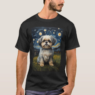 Shih Tzu dog in the Starry Night , Edvard Munch T-Shirt