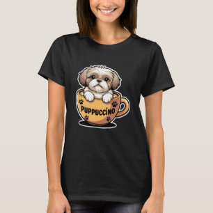 Shih Tzu Dog Lover Coffee Cappuccino Pun Funny Pup T-Shirt