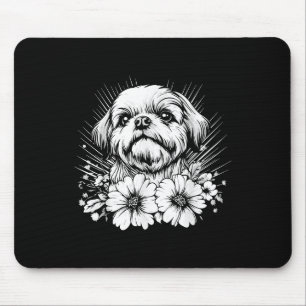 Shih Tzu Dog Lover Retro Style Tattoo Mouse Pad