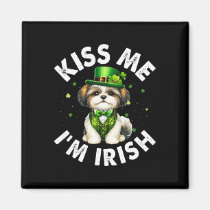 Shih Tzu Dog Lovers Kiss Me I'm Irish Funny St Pat Magnet