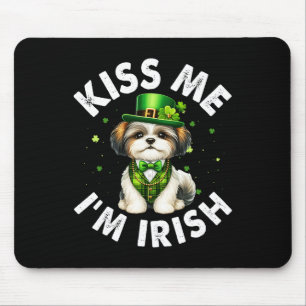 Shih Tzu Dog Lovers Kiss Me I'm Irish Funny St Pat Mouse Pad