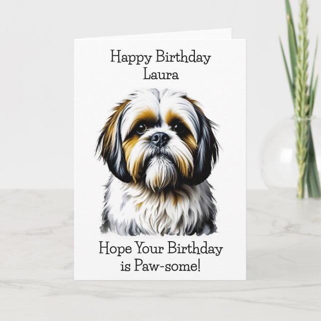 Shih Tzu Dog Lovers Personalised Birthday Card (Front)