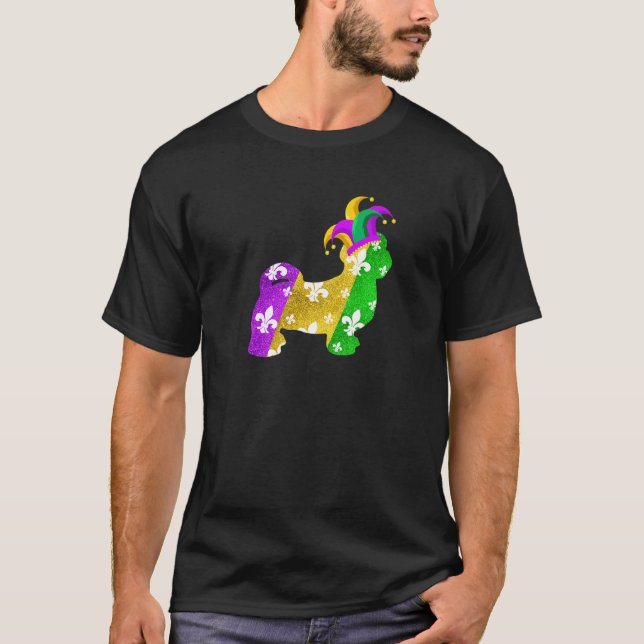 Shih Tzu Dog Mardi Gras Carnivals Funny Puppy Love T-Shirt (Front)