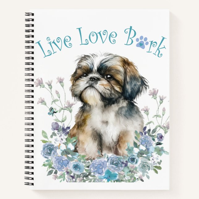 Shih Tzu Dog Mum Floral Notebook (Front)