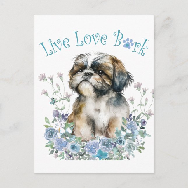 Shih Tzu Dog Mum Floral Postcard (Front)