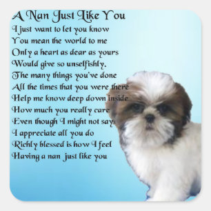 Shih Tzu Dog - Nan Poem Square Sticker
